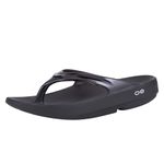 OOFOS Women's Oolala Thong Flip Flop, Black/Black, 8 M US