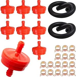 ZAMDOE 8 Piece Lawn Mower Fuel Filter Fits 1/4" I.D. Fuel Line for 298090 394358S 5098K AM38708 7-6572 AM107314 5018 with 2 Fuel Hoses and 16 Clamps