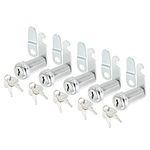 uxcell Cabinet Drawer Cam Lock, 1-1/2" Cylinder Length Fits Up to 1-3/8" Thickness Panel, Keyed Different Zinc Alloy Secure File Drawer Toolbox Mailbox 5Pcs