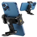 TELESIN Phone Tripod Mount Holder Adapter Clip, Adjustable Cell Phone Stand Holder with Cold Shoe, Phone Clamp Vertical Horizontal Bracket for iPhone 14 13 12 11 Pro Android Samsung Galaxy Accessories