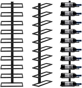 HUOLE Botellero Vino Pared Botellero Vertical de 10 Botellas Soporte para Botella de Vino Portabotellas Metálico para Cocina Negro-116 * 27 * 10,5 cm-10 Capas