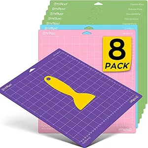 HTVRONT Cutting Mat for Cricut, 8 Pcs Cutting Mat 12x12(Standard, Light, Strong, FabricGrip) for Cricut Maker 3/Maker/Explore 3/Air 2/One, Variety Adhesive Sticky Cutting Mats Accessories