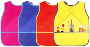 Guiqulai 4 Pcs Art Smock for Kids Waterproof Artist Painting Aprons Toddler Art Smock Sleeveless Children Painting Smock Kids Art Aprons with 3 Pocket for Age 3-8 Years,4 Colors