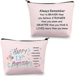 Happy 13th Birthday Gifts for Girls 13th Birthday Makeup Bag 13 Year Old Girl Birthday Gifts Daughter Turning 13 Gifts Cosmetic Bag (13th Birthday Bag)