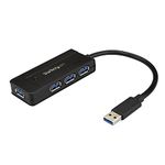 StarTech.com 4 Port USB 3.0 Hub SuperSpeed 5Gbps with Fast Charge Portable USB 3.1 Gen 1 Type-A Laptop/Desktop Hub - USB Bus Power or Self Powered for High Performance Mini/Compact (ST4300MINI), Black