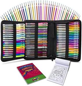 120 Color Artist Gel Pen Set includes 28 Glitter Gel Pens 12 Metallic, 11 Pastel, 9 Neon, plus 60 Matching Color Refills, & Coloring Book