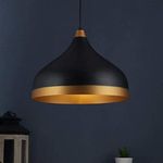 LazyHomez Modern 12-Inch Black and Gold Hanging Light: Elevate Your Space with Style