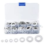 270PCS Flat Washers, Stainless Steel Round Metric Flat Washers, Assorted Metal Washers M3 M4 M5 M6 M8 M10 M12 for Home Decoration, Factories Repair Construction