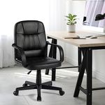 SAVYA HOME Leatherette Executive Office Chair|Study Chair for Office, Home|Mid Back Ergonomic Chair with Armrest for Office, Spacious Cushion Seat & Heavy Duty Nylon Base, Black