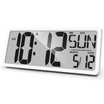 Large Digital Wall Clock 15 Inch Digital Alarm Clock for Bedroom Wall Clocks Battery Operated Digital Clock Large Display with Temperature Desk Clocks for Office Digital Clock for Living Room Decor