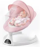 Electric Baby Swings for Infants,Baby Swing with 5-Speed 3-Seat Positions 5 Swing Speeds,with Bluetooth Music 10-Preset Melodies,Touch Screen and Remote Control,Pink