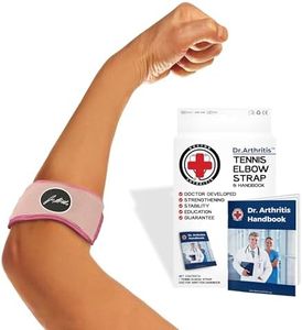 Tennis Elbow Brace & Adjustable Arm Band Support for Pain Relief for Tendonitis, Golfers Elbow Strap for Men and Women - Comfy Removable Arm Wrap for Daily Wear, Gym, Sports (Single, Pink)