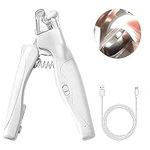 Pet Nail Clipper with LED Light for Dogs & Cats, Rechargeable Nails & Claws Trimmer Grooming, Safe Professional Trimming Tool with Nail Trapper & Free Nail File, Quick-Sensor Razor Sharp Blades