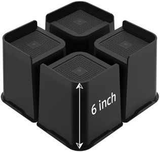 JONHWI Bed Risers, Oversized Furniture Risers, 6 inch Raise Blocks for Bed Couch Desk Sofa Table Lifts, Furniture Legs Lifters Support up to 6000 Lbs (Black, 4 Pack Set)