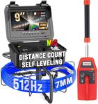 Sewer Camera with Locator with Self-Leveling and Distance Count, 512Hz Sonde IP68 Waterproof Cam, 9" Pipe Drain Inspection with 12pcs Light, DVR with 32GB Card, 7mm Cable (250FT)