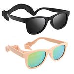 Baby Sunglasses, 2 Pieces Toddler Sunglasses Polarized with Strap for 0-24 Months, Infant Sunglasses Soft Frame Safe UV Protection BPA Free