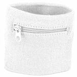 Mini Wristband for Men and Women, Sports Wristbands Durable Zipper Wrist Pouch Sweatband Wallet Pocket Securely Carry Credit Cards Keys Coin Cash ID Travel Sports Gym Running Hiking (White)