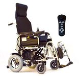 EVOX WC-104R Power Wheel Chair/Electrical Battery Operated/Regular Foldable Wheelchair/Manual Mobility with Wheels/Remote Operator/Comfortable Wheel Chair/MS Steel Frame (Black)/ Load Capacity 120KG