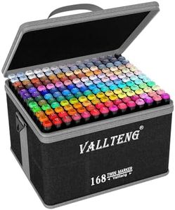 Vallteng 168 Colors Graphic Marker Pen Dual Tip Sketch Pen Twin Marker Double Ended Finecolour Sketch Marker Broad and Fine Point Tip with Black Bag