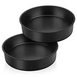 TeamFar 8 Inch Cake Pan, Round Baking Layer Cake Pan Set of 2, with Non-Stick Coating Stainless Steel Core for Birthday, Party, Wedding, Healthy & Heatproof, Release Easily & Easy Clean