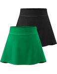 Star Vibe 2 Pack Tennis Golf Skirts for Women High Waisted with Pockets Skort Athletic Shorts Sports Running Black/Green M