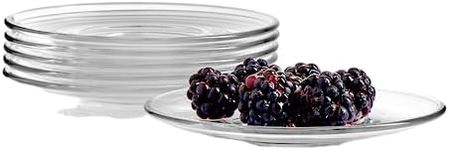 Pasabahce Premium Clear Glass Plate Saucers Set of 6, Safe in Microwave, Great for Servicing Cookies, Snacks, Fruits, Coffee, and Tea Cups, Housewarming Idea