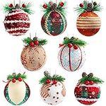 Belle Vous 8 Pack Assorted Christmas Ball Ornaments - 7.5cm / 2.95 Inches Foam Baubles with Faux Pinecones & String - Ideal Decorations for Christmas Tree Hanging and Xmas Party Decor