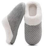 Ladies House Slippers Memory Foam Slippers for Women Comfortable Warm Cosy Non Slip Indoor Outdoor Home Slippers (Greyï¼Œ7/8 UK