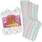 Hot Feet 2/4 Pack Warm Cozy Thermal Socks for Women - Thick Insulated Crew for Cold Winter Weather. Pastel-Buffalo Plaid