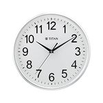 Titan Contemporary Wall Clock with Silent Sweep Technology - 30 Cm X 30 Cm (Medium)(Plastic) - Analog, Silver