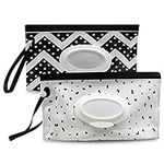 Fnydvis Baby Wipe Dispenser,Refillable Wipes Holder,Baby Wipes Container,Portable Wipes Dispenser Travel,Reusable Travel Wet Wipe Pouch (2PACK)