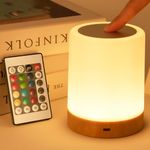 Auxmir Night Light Touch Sensor for Kids Baby, LED Bedside Table Lamp 13 RGB Colors Changing, USB Rechargeable Remote Control Adjustable Dimmable Portable Lamp for Baby Bedroom Nursery Living Room