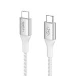 Belkin USB-IF Certified Braided 240 W USB-C to USB-C (Type C) Charge cable, 6.6 Feet / 2 Meter, White