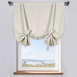 Cream Beige Room Darkening Tie-Up Valance Curtain - Decoration Balloon Shade Corner Window Drape (42 inches W x 45 inches L,1 Panel)