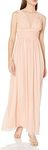 Marina Women's Long Dress with Shirring at Bust and Waist, Peach, 4