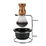 Aethland Mens Shaving Brush Kit, Soft Hair Shaving Brush, Stainless Steel Shave Brush Holder & Acrylic Soap Bowl Mug for Men Barber Shave Kit