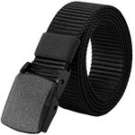 CNHUALAI Mens Nylon Web Belt No Metal Nickel Free Military Tactical Hiking Belt Nylon Military Tactical Men Belt Breathable Webbing Canvas Outdoor Web Belts with Plastic Buckle Black-125CM