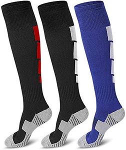 3 Pairs Soccer Socks, Sport Knee High Socks Over The Calf Compression Athletic Socks for Mens and Women Running & Training Football Thickening Keep Warm Sock