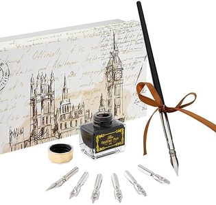 VAN NASSAU FINE ART Juego de Plumas Caligrafia Antiguas con 7 Plumas diferentes y Tinta negra en Caja Vintage - Kit de Caligrafía - Escritura, Regalo - Rotuladores lettering - pluma estilografica