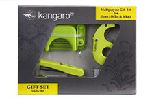 Kangaro Multipurpose Gift Set for Home, Office and School Use (SS-G10P) Set of 4 | 1 Stapler HS-G10 | 1 Paper Punch Perfo-10 | 1 Tape Dispenser TD 18 | 1 Staple Box No. 10 | Green