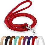 CollarDirect Rolled Leather Dog Leash 4ft, Soft Padded Training Leather Dog Lead 6ft, Puppy Leash Rolled Leather Small Medium Large Black Blue Red Orange Green Pink White (Red, Size XL 6ft)