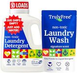 Truly Free Laundry Detergent for Sensitive Skin | Gentle & Safe for Baby Clothes | Plant-Based | Easy to Dissolve to Create a Liquid| Include 1 Refillable Bottle| Signature Scent (50 Loads)