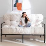 MAXYOYO 8" Futon Mattress Full Size, Ultra Thick Boucle Futons Sofa Couch Bed Sleeper Sofa Bed Floor Mattress for Adults, Shredded Foam Filling (Frame Not Included), Beige