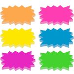 60 PCS Fluorescent Neon Signs, 6 Colors Starburst Signs for Retail Garage Sale Pricing Sign Yard Sale Supplies Price Tags Signs Poster Board Decorations (5” x 6.5”)