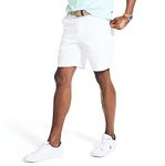 Nautica Men's Classic Fit Flat Front Stretch Solid Chino Deck Short, Bright White, 32