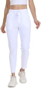 Dress Golf Pants Women Workout Athletic Track Sweatpants High Waisted with Pockets Lightweight Work Travel Petite Comfy Stretch Lounge Casual Joggers Yoga Leggings Trendy Clothes Outfits 27" White L