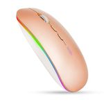 Uineer Bluetooth Mouse, Rechargeable Bluetooth (BT 5.1+2.4G) Wireless Mouse, Silent Computer Mice for Laptop Desktop, MacBook, Windows, Mac OS(Gold)