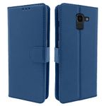 Pikkme Samsung Galaxy J6 2018 Flip Case Leather Finish | Inside TPU with Card Pockets | Wallet Stand and Shock Proof | Magnetic Closing | Complete Protection Flip Cover (Blue)