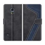 MOBESV Phone Cover For Samsung Galaxy S5 Mini, Flip Wallet Case for Samsung Galaxy S5 Mini Phone Case, Black/Dark Blue