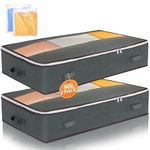 La Comvi Underbed Storage with Zipper bag - 2pcs - under bed storage box with lid - under-bed 90L Size 100x50x15cm - for Clothes, Duvets, Comforters, Blankets, Bedding, Quilts etc - zip lock